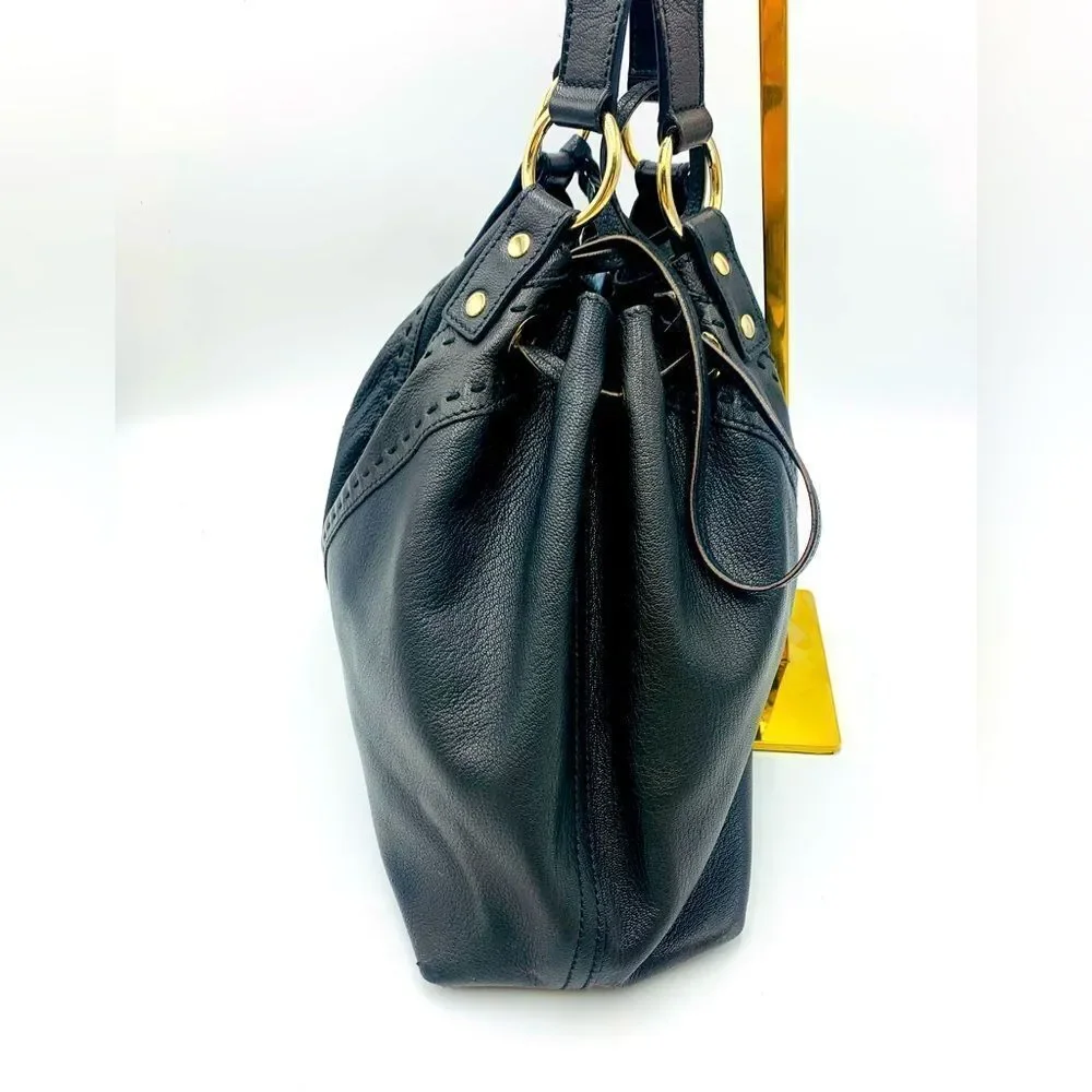 Auth YVES SAINT LAURENT Reversible 
Bronze/Black Leather Double Sac Y Tote Bag - Picture 7 of 16